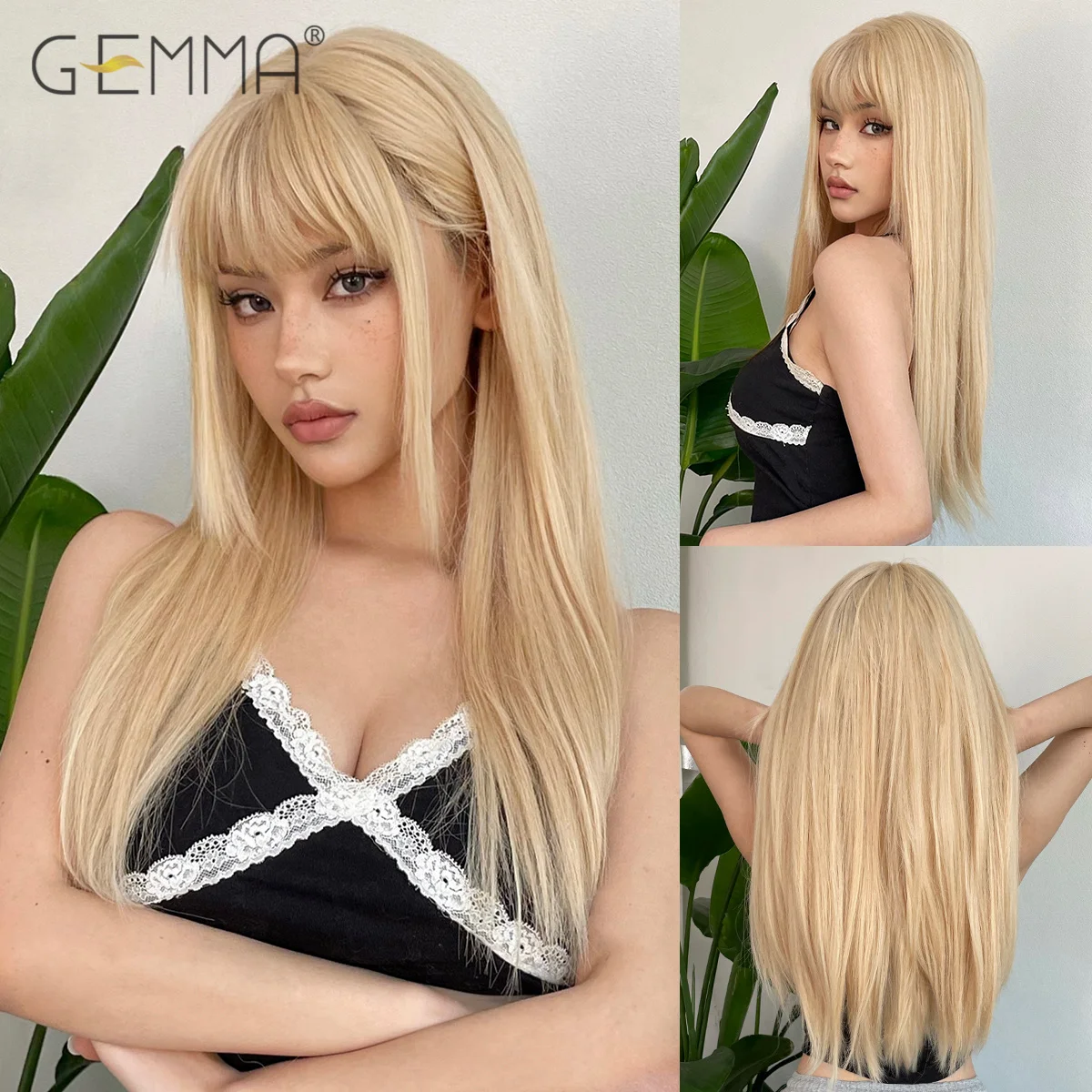 Top Trends: GEMMA Synthetic Light Blonde Long Straight Wig With Bangs Natural Cosplay Hair Wigs For White Women Heat Resistant Fake Hair Shoppable Styles