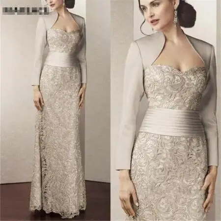 Top Trends: 2022 New On Sale Elegant Brown Appliqued Lace PleatsFull Sleeves Mother Of The Bride Dresses Sweetheart Wedding Party Gowns Shoppable Styles