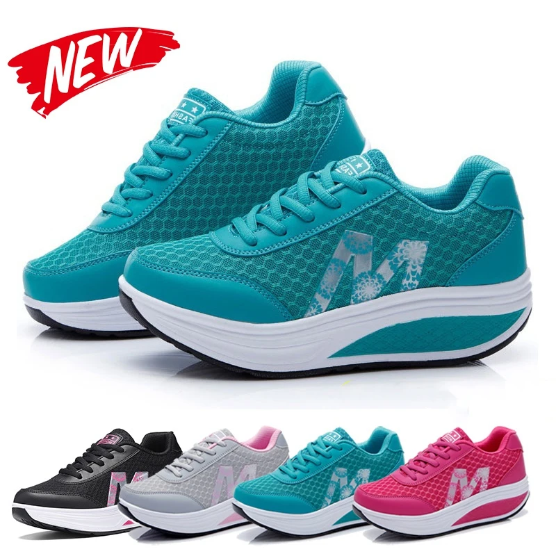 Top Trends: Brand Women Sports Shoes Casual Lace Up Breathable Mesh Sneakers Running Shoes Comfortable Fitness Shoes Platform Shake Shoes Shoppable Styles