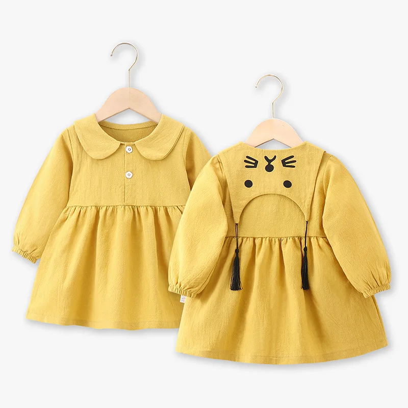 Top Trends: Girls Autumn Dress 2023 New Spring Long-sleeve Fringed Lapel Cute Turn-down Collar Dress For Girls 1-6Year Baby Girl Clothes Kid Shoppable Styles