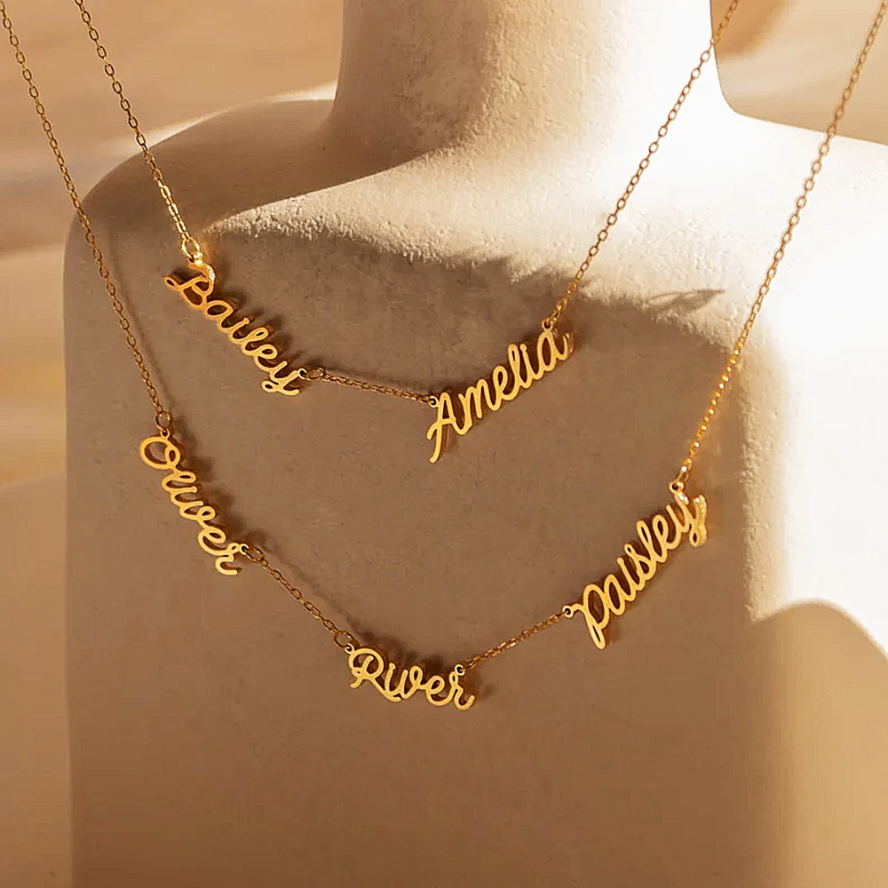 Top Trends: Personalized Customized Necklace For Women Double Name Pendant Stainless Steel Jewelry Couple Heart 1-5 Names Charm Chain Choker Shoppable Styles