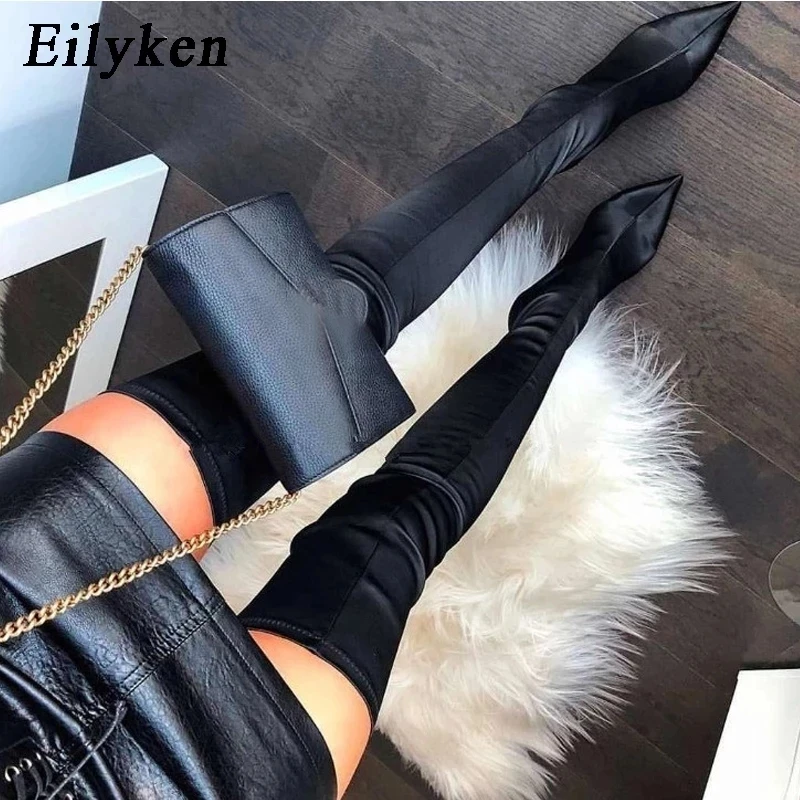 Top Trends: Eilyken 2024 New Thigh High Boots Over The Knee Elastic Stretch Boots Women Sexy Thin Heels Sock Boots Mujer Shoppable Styles