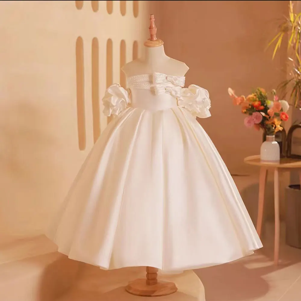 Top Trends: Jill Wish Elegent White Flower Girl Dress Bow Arabic Princess Kids Birthday Wedding Guest Party Ball Gown Communion 2024 J250 Shoppable Styles