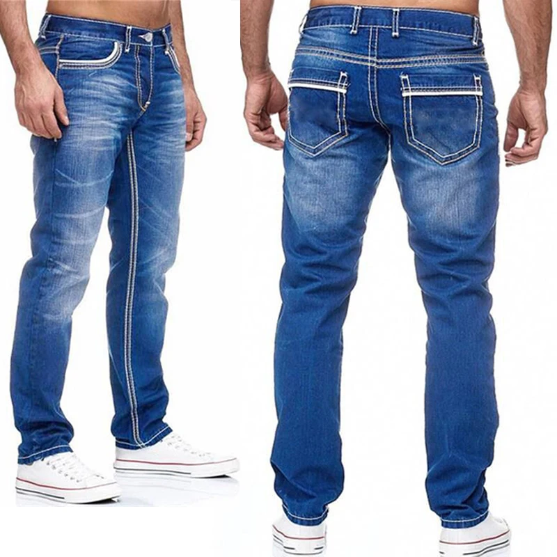 Top Trends: Straight Jeans Men Washed No Hole Jean Spring Summer Boyfriend Jeans Streetwear Loose Casual Designer Long Denim Pants Trousers Shoppable Styles