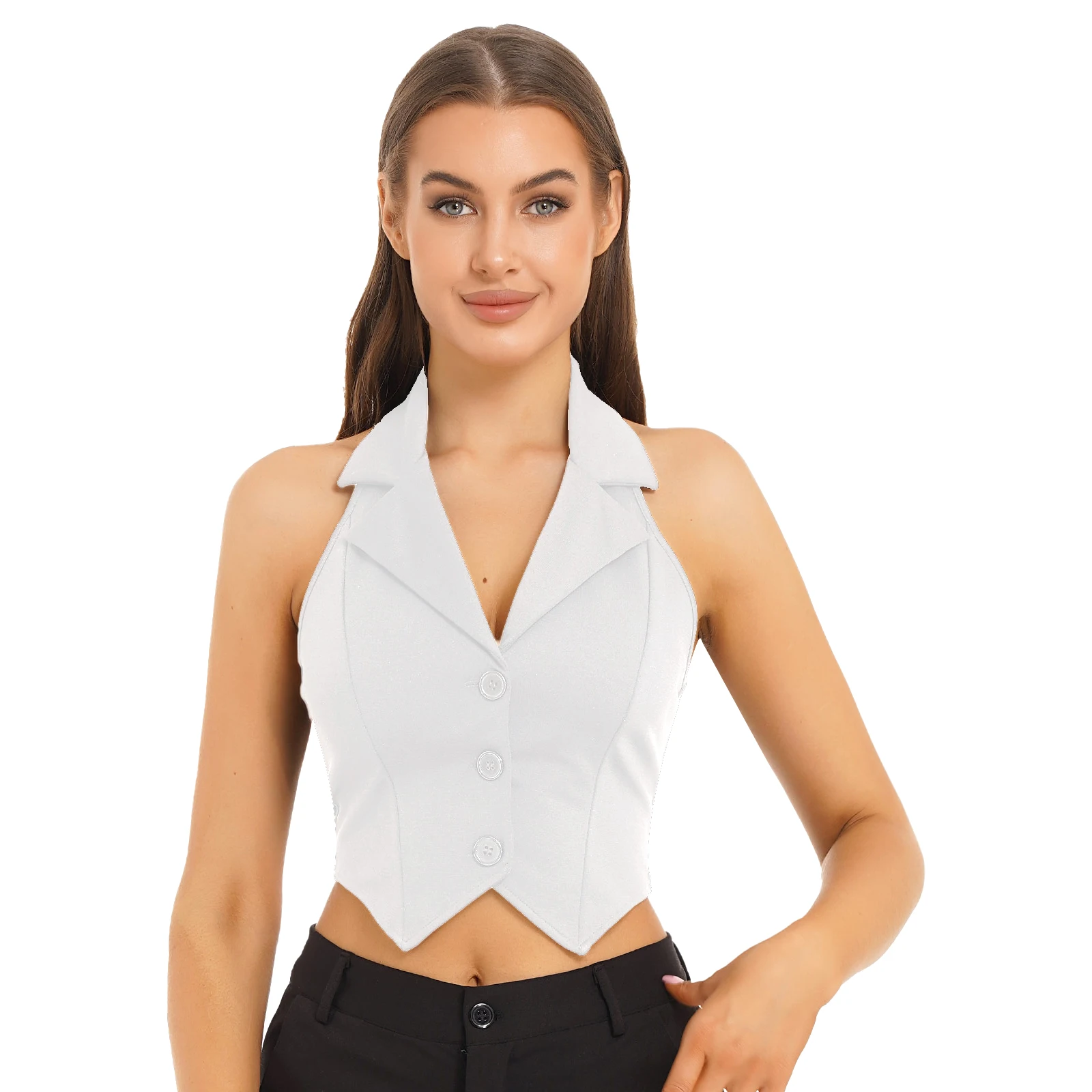 Top Trends: Women's Vests Halter Neck V-Neck Office Ladies Crop Tops Formal Elegant OL Waistcoat Suits Vest Business Work Wear Mujer Shoppable Styles - Image 3