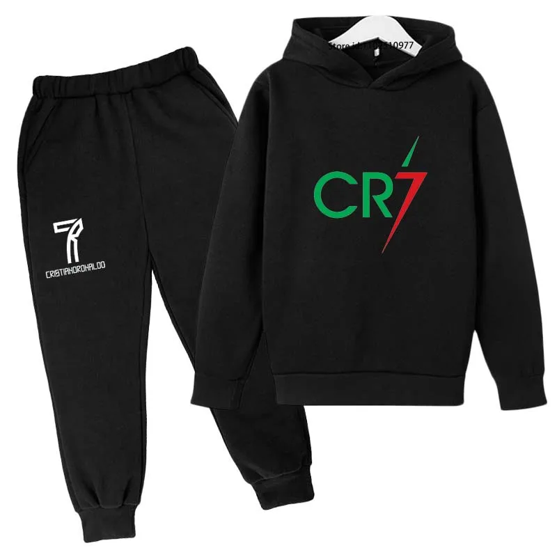 Top Trends: Kids Autumn Spring Football Idol CR7 Casual Tracksuits Boys Girls Outfits 2pcs Pullover Hoodie+ Pants Suits Children Clothes Sets Shoppable Styles