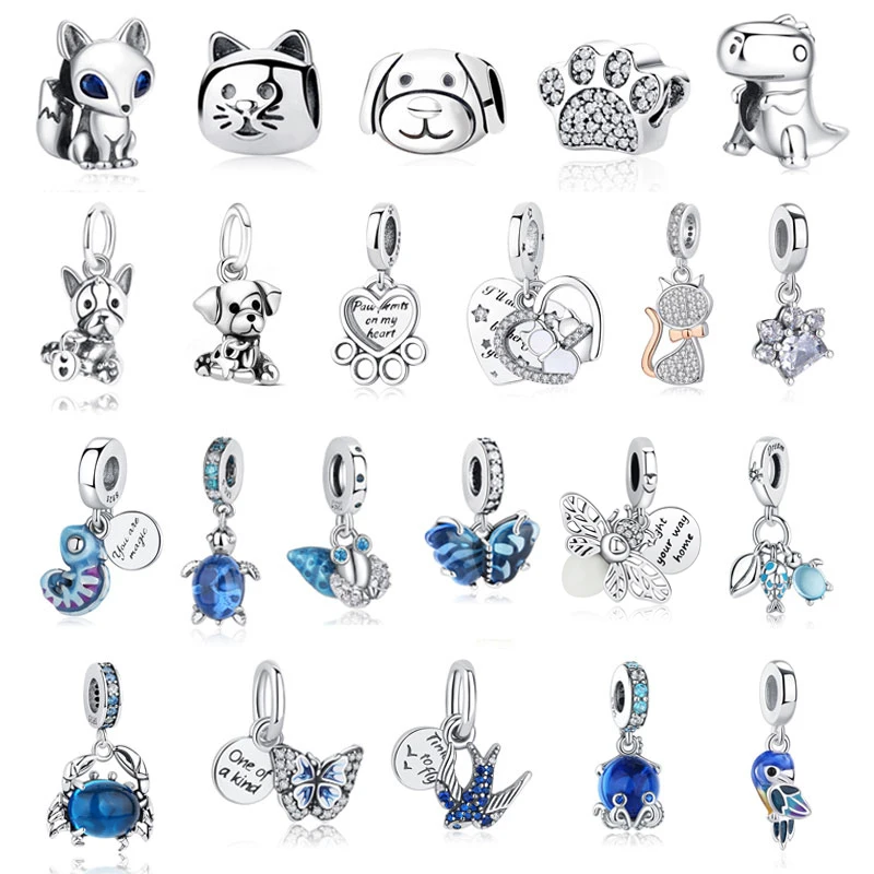 Top Trends: Original 925 Sterling Silver Charm Bead Love Dog Cat Paw Panda Firefly Pendant Charms Fit Pandora Bracelets Women DIY Jewelry Shoppable Styles