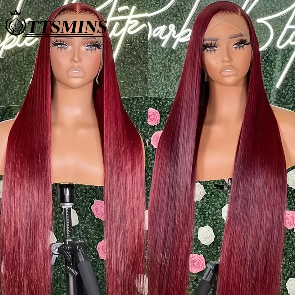 Top Trends: Long Burgundy Red 13x4 Lace Front Human Hair Wigs 99J Colored Glueless Straight HD Brazilian Lace Frontal Wig Pre Plucked 180% Shoppable Styles