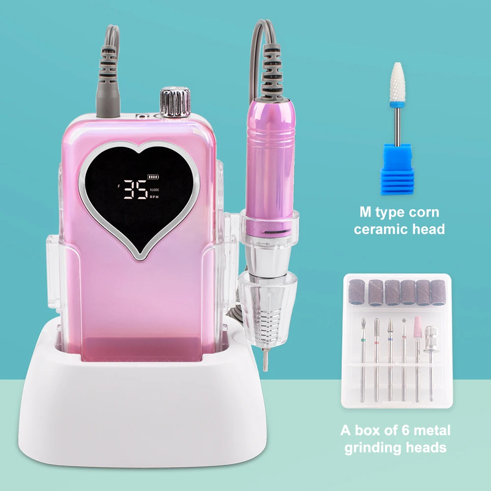 Top Trends: 35000RPM Nail Drill Machine For Manicure Nail File With Heart Screen Acrylic Electric Nail Drill Milling Cutter Nail Art Tools Shoppable Styles