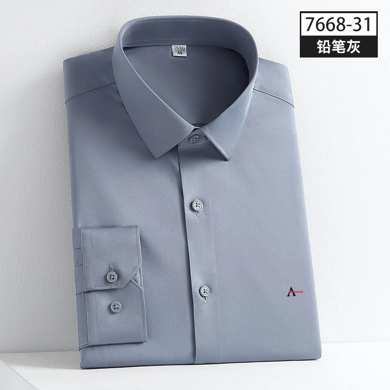 Top Trends: 2022 New Camisas New Elastic Wrinkle Resistant Silk Shirt Men&#039;s Long Sleeve Shirt Men&#039;s Slim Social Shirt Business Shirt Shoppable Styles