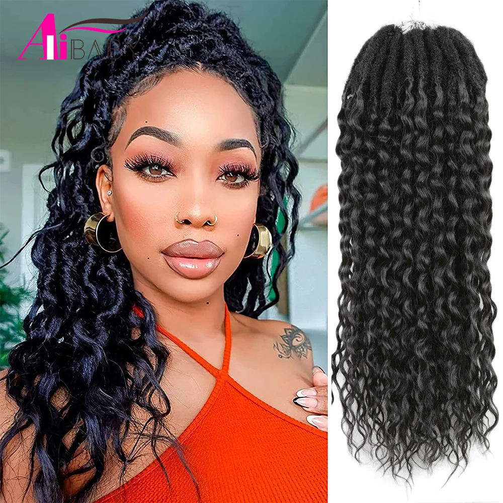 Top Trends: Deep Faux Locs Crochet Hair With Long Deep Curly Ends Goddess Soft Dreadlock Crochet Synthetic Braids Dreadlock Hair Extensions Shoppable Styles