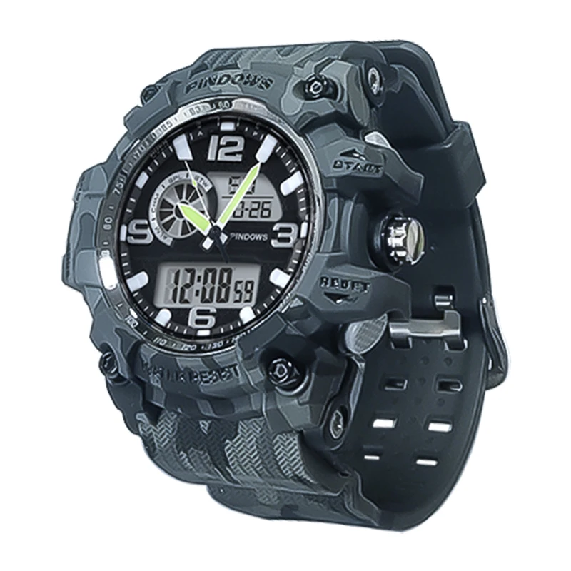 Top Trends: Military Camouflaged Men Watches Submersible Dual Display Electronic Hand Clock Boys Outdoor Sport Led Digital Wristwatches Male Shoppable Styles