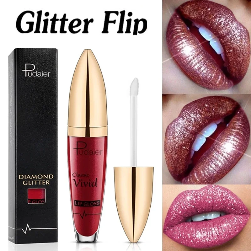 Top Trends: Matte Glitter Liquid Lipsticks Diamond Shiny Lip Gloss Waterproof Long Lasting Pearl Lipgloss Women Lip Tint Makeup Maquillaje Shoppable Styles - Image 5