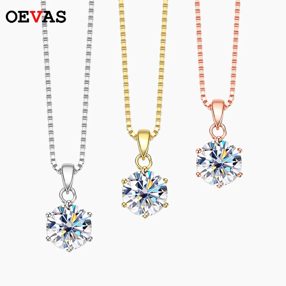 Top Trends: OEVAS Real 1 Carat D Color Moissanite Bridal Pendant Necklace 100% 925 Sterling Silver Wedding Party Fine Jewelry Gift Wholesale Shoppable Styles