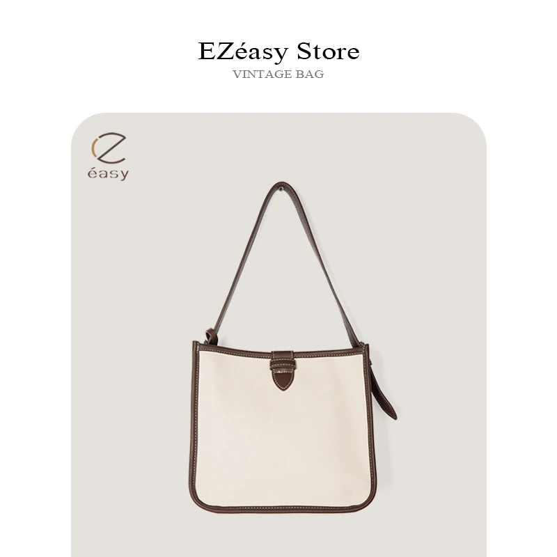 Top Trends: EZeasy Light Luxury Niche Designer Mini Shoulder Armpit Bag Large Capacity Vintage Canvas Handbag Composite Tote Bags For Women Shoppable Styles