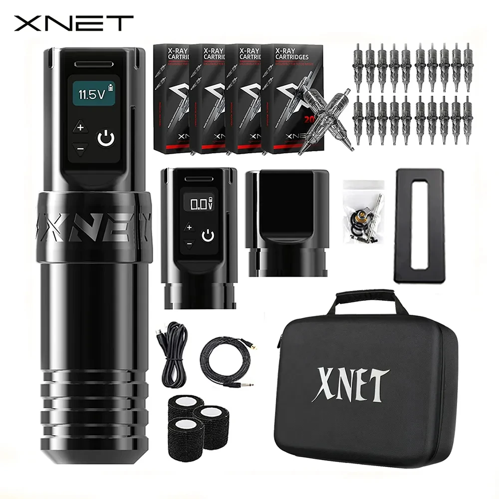 Top Trends: Xnet Torch Wireless Tattoo Machine Pen Kit Coreless Motor With 2400mAh Battery 80Pcs Mixed Cartridge For Tattoo Artist Shoppable Styles