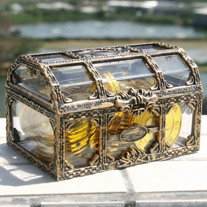 Top Trends: Vintage Transparent Pirate Treasure Storage Box Organizer Earrings Crystal Gem Jewelry Trinket Women Jewelry Display Travel Case Shoppable Styles