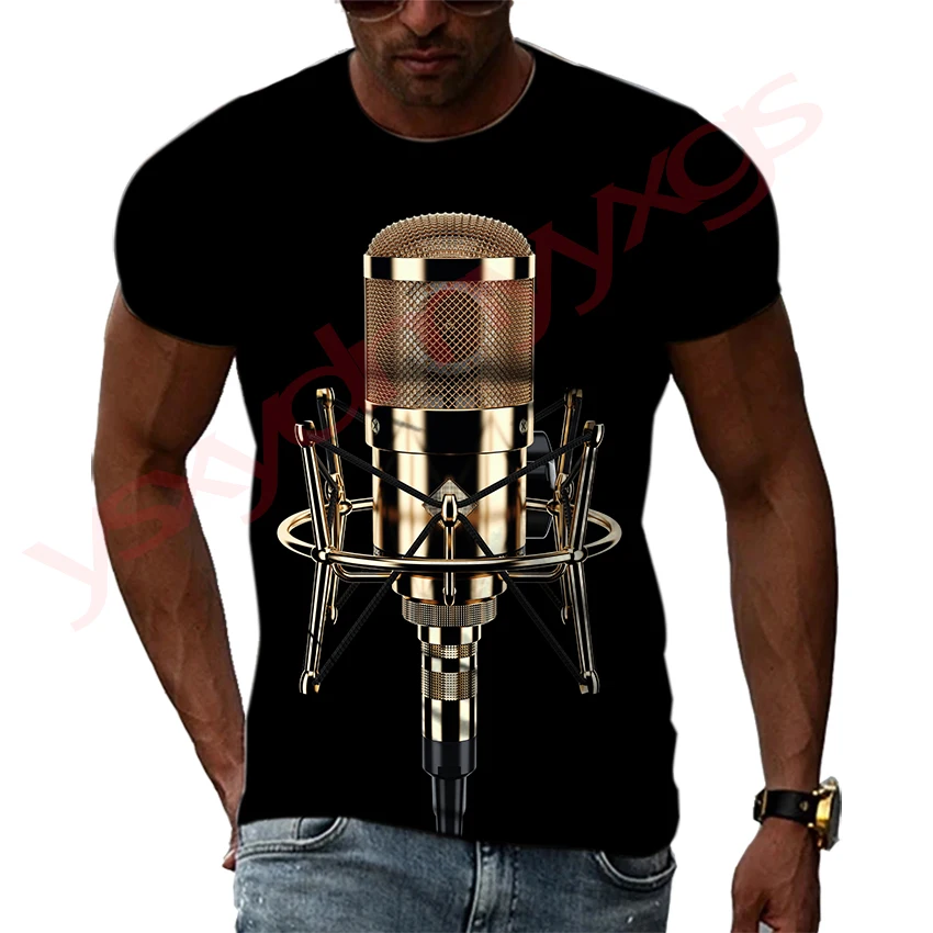 Top Trends: New Summer Leisure Fashion DJ Clothing Music Microphone Pattern Men T-Shirts 3D Print Hip Hop Tees Round Neck Short Sleeve Tops Shoppable Styles - Image 4