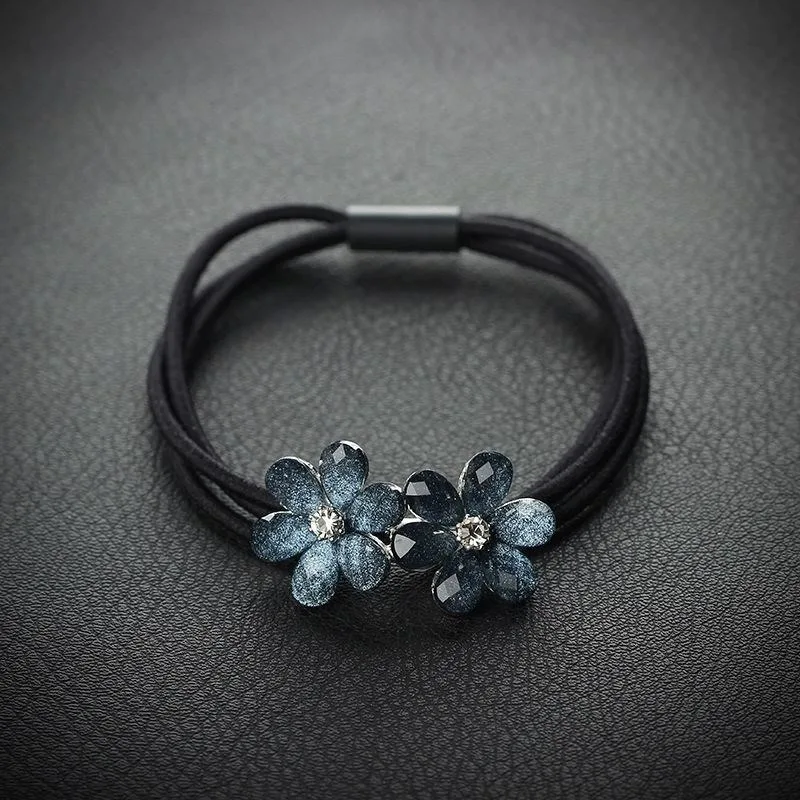 Top Trends: 2023 Blue Rhinestone Flower Scrunchies Women Girls Elastic Hair Rubber Bands Accessories Tie Hair Ring Rope Headdress Headwear Shoppable Styles - Image 4