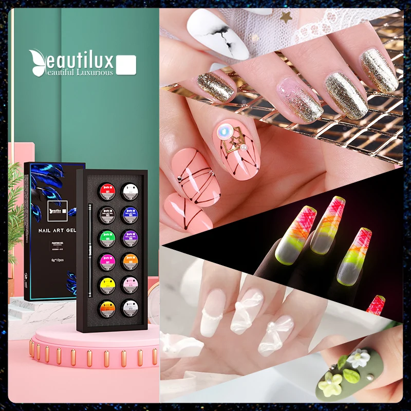 Top Trends: Beautilux Nail Art Gel Kit Without Sticky Layer Nail Art Design Painting Carving Sculpturing Spider Lining UV LED Maincure Set Shoppable Styles