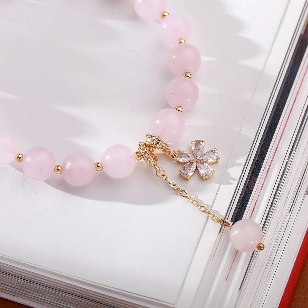 Top Trends: Ruifan 8mm Pink Natural Rose Quartz Beaded Strand Bracelets For Women Female Zirconia Flower Fine Jewelry Wholesale YBR836 Shoppable Styles - Image 3