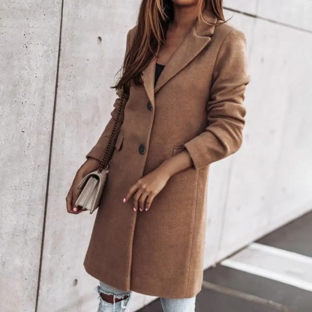 Top Trends: Women Coat Autumn Winter Winter Coat Lapel Trendy Flap Pockets Lapel Long Warm Woolen Coat Ladies Clothing Shoppable Styles