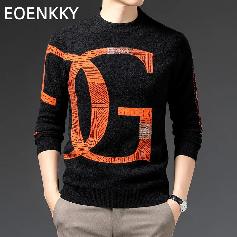 Top Trends: Designer Brand New Men's Knit Pullover Trend O-Neck Embroid Sweater Men Autumn Winter Luxury Quality Casual Men's Knitwear Korea Shoppable Styles