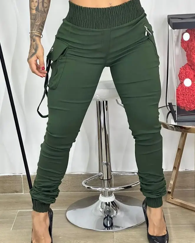 Top Trends: Women's Pants 2023 Spring Fashion Band Decor Pocket Design Cargo Casual Plain Daily Long Cargo Pants Y2K Streetwear Shoppable Styles