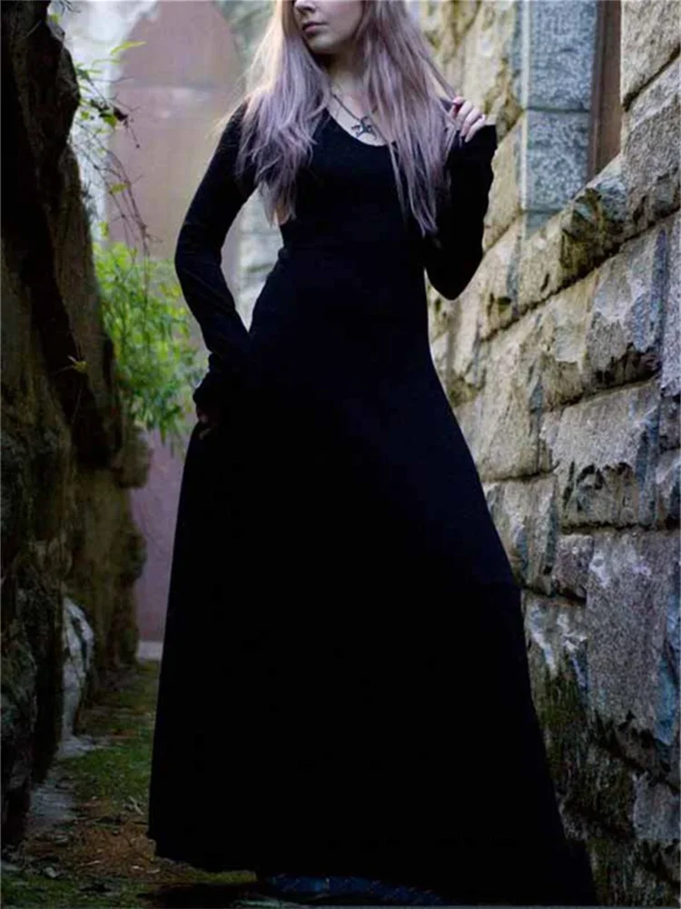 Top Trends: 2022 Vintage Victorian Gothic Witch Cosplay Black Dress Medieval Costume Long Sleeve Renaissance Palace Vampire Halloween Dress Shoppable Styles