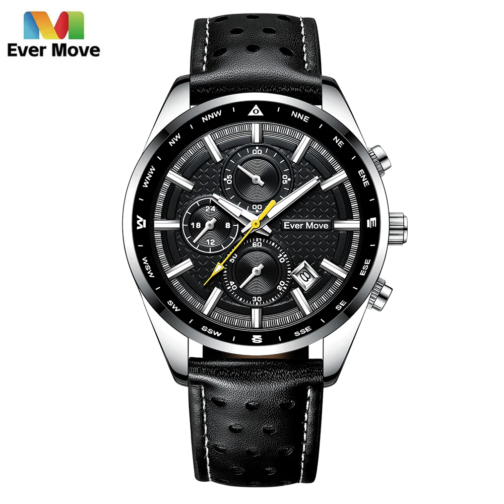 Top Trends: Ever Move Top Luxury Watches For Men Fashion Sport Chronograph Quartz Wrist Watches Male Retro Leather Strap Waterproof Clock Shoppable Styles