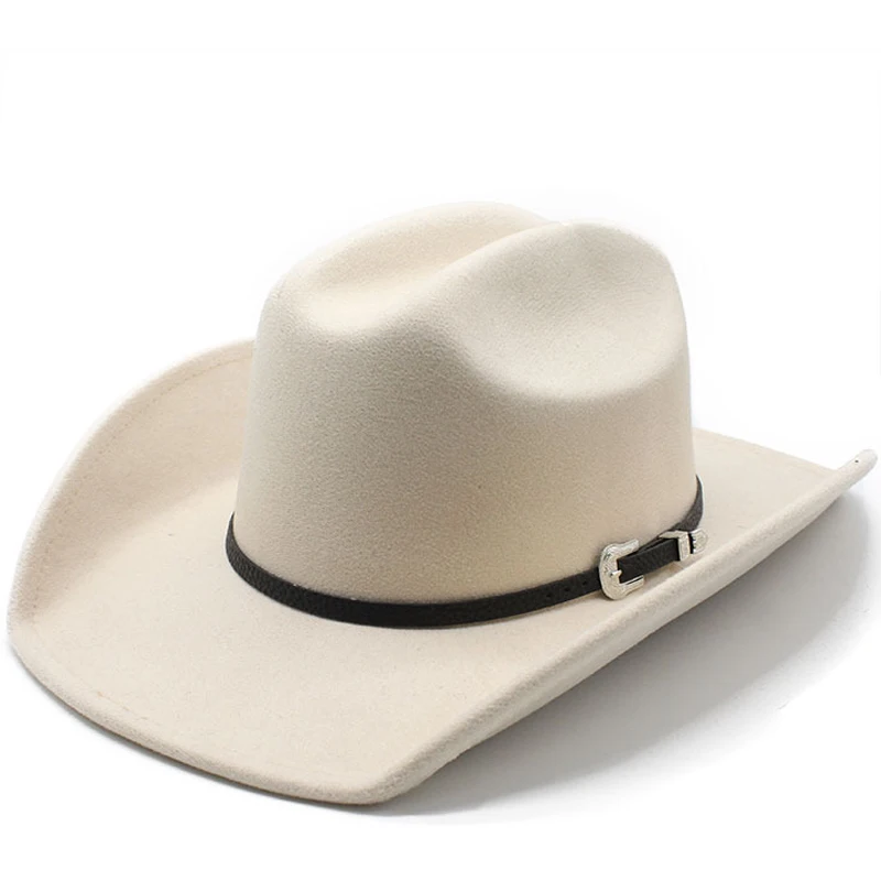 Top Trends: Vintage Western Cowboy Hat With Black Belt Men&#039;s Felt Fedora Hat Women Jazz Cowgirl Cap Cloche Church Sombrero Hombre Caps Shoppable Styles