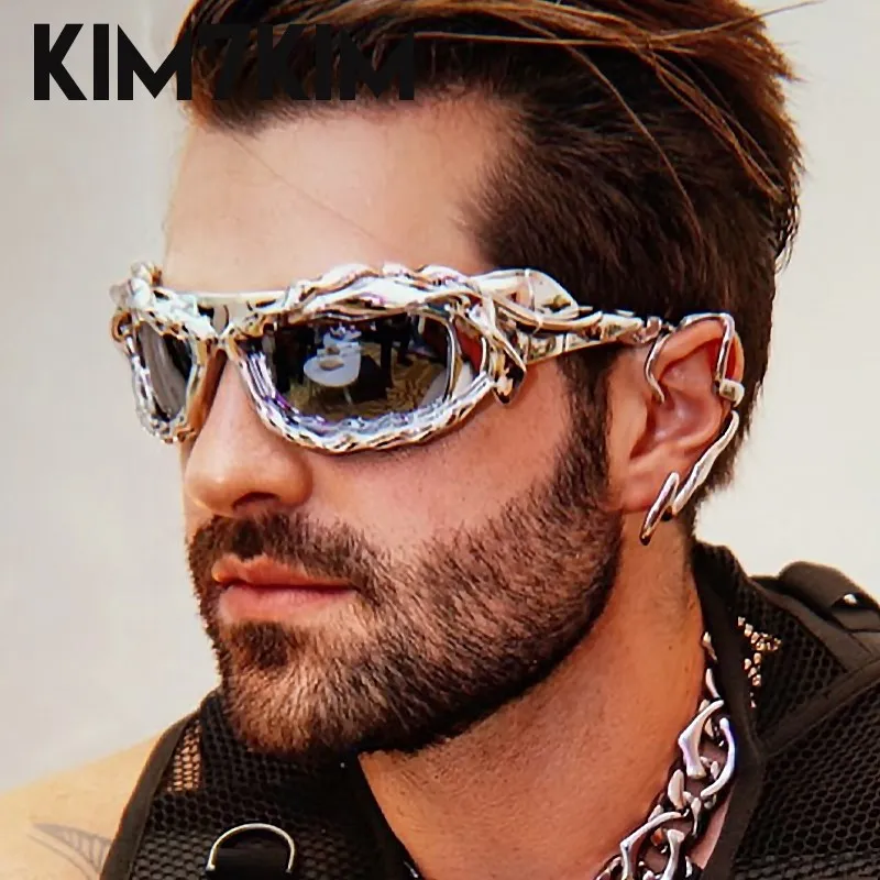 Top Trends: Steampunk Y2k Twisted Sunglasses Men Women 2023 Luxury Brand Trendy Hip Hop Punk Sun Glasses Male Streetwear Shades Gafas De Sol Shoppable Styles