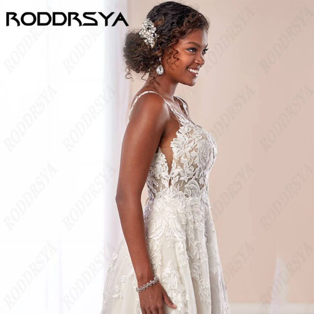 Top Trends: RODDRSYA Boho Wedding Dresses 2023 Spaghetti Straps A-Line Applique Bride Gowns Sexy Backless Sleeveless Tulle Robe De Mariée Shoppable Styles - Image 6