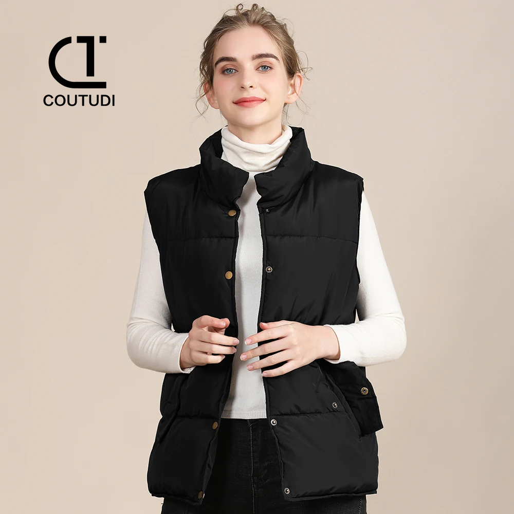 Top Trends: COUTUDI Women's Warm Vest Sleeveless Autumn Winter Short Coat Casual Fashion Women's Clothing Jacket Solid Waistcoat For Female Shoppable Styles