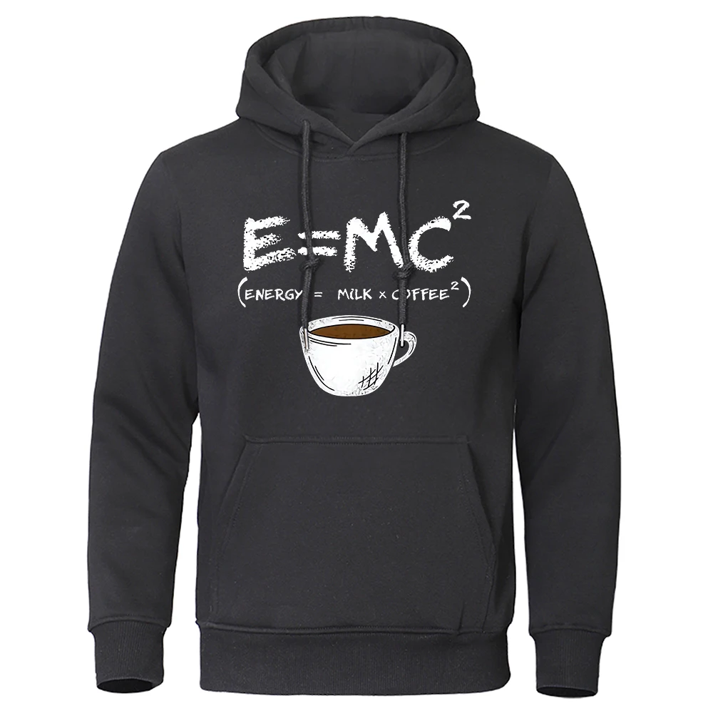 Top Trends: Energy=Milk+ Coffee Printing Men Clothing Casual Breathable Hoodie Funny Fleece Loose Sportswear Street Oversized Menswear Hoody Shoppable Styles