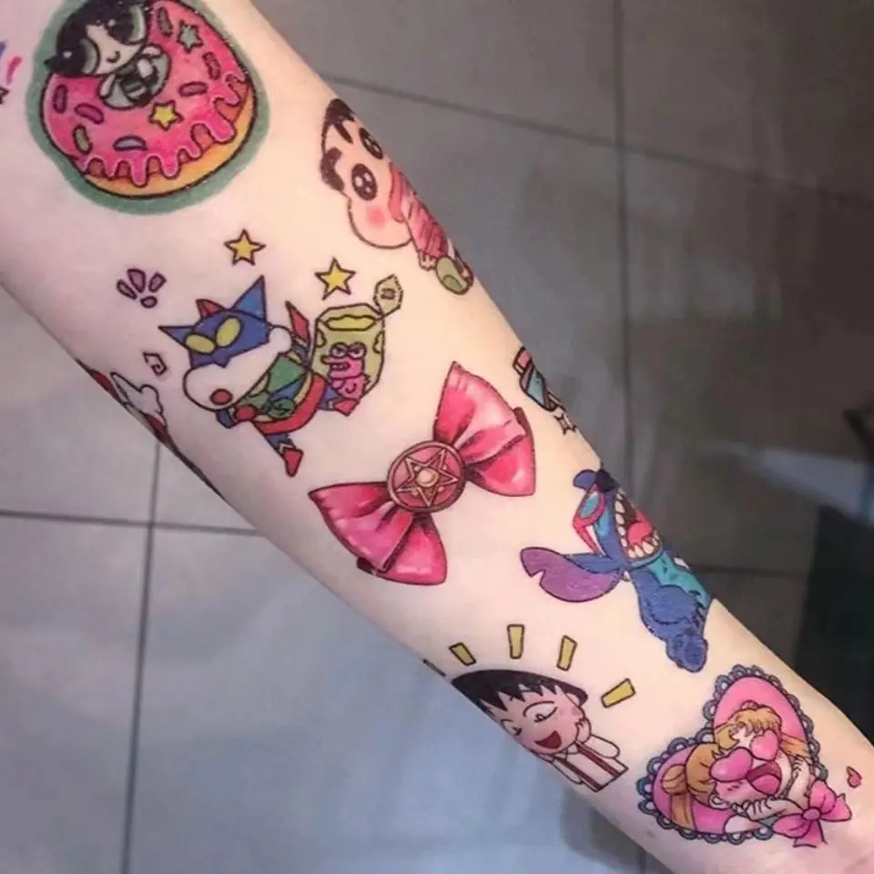 Top Trends: Classic Cartoon Anime Mixed Temporary Tattoo Stickers Kawaii Cute Girl Student Disposable Kids Arm Leg Creative Tattoo Stickers Shoppable Styles