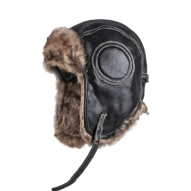 Top Trends: Men Winter Caps Lei Feng Hat Women&#039;s Pilot Aviator Bomber Trapper Hat Faux Fur Leather Snow Cap With Ear Flaps Windproof Warm Shoppable Styles