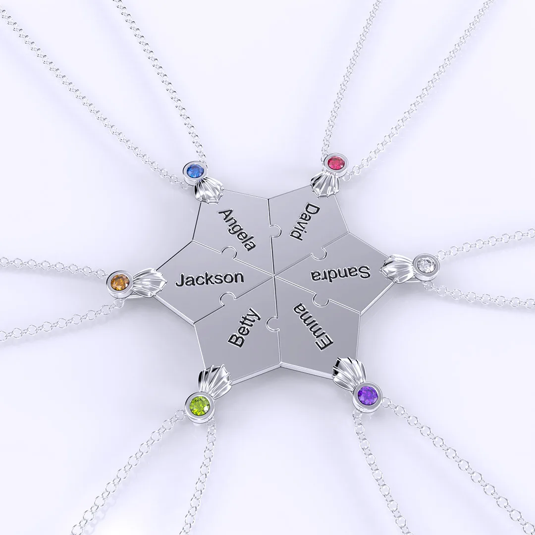 Top Trends: Personalized Family Names Puzzles Necklace Birth Stone Necklace Stainless Steel Necklace Gift For Mom Dad Fathers Day Gift Shoppable Styles