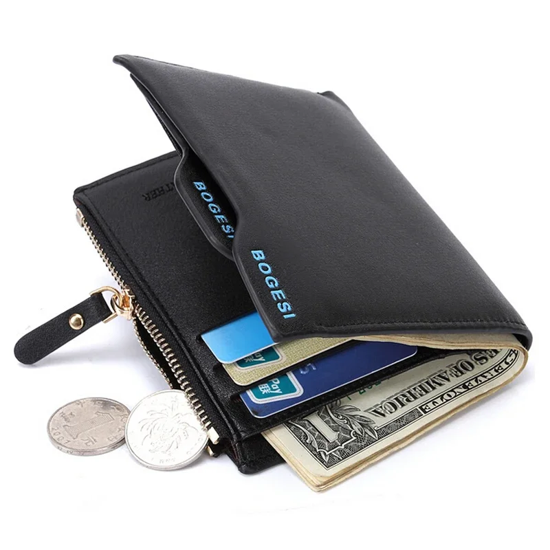 Top Trends: Men's Leather Wallet With Zipper Men's Wallet Removable Credit Card Holder Men's Coin Pocket Change Bag Card Bag Shoppable Styles