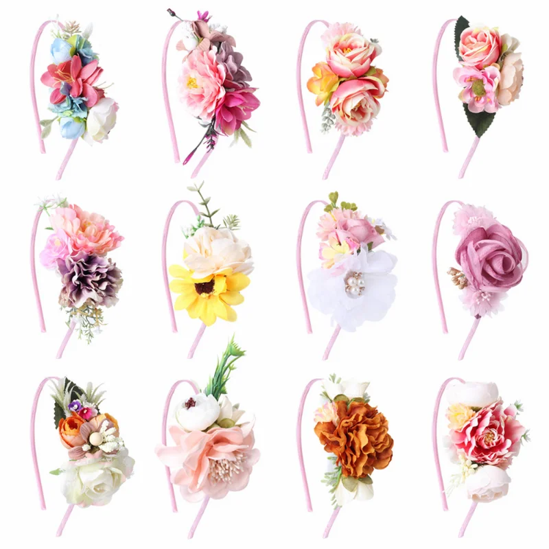 Top Trends: Girls Headmade Flower Headband DIY Hairband For Kid Hair Hoop Headdress Hair Accessories Princess Photography Props Shoppable Styles