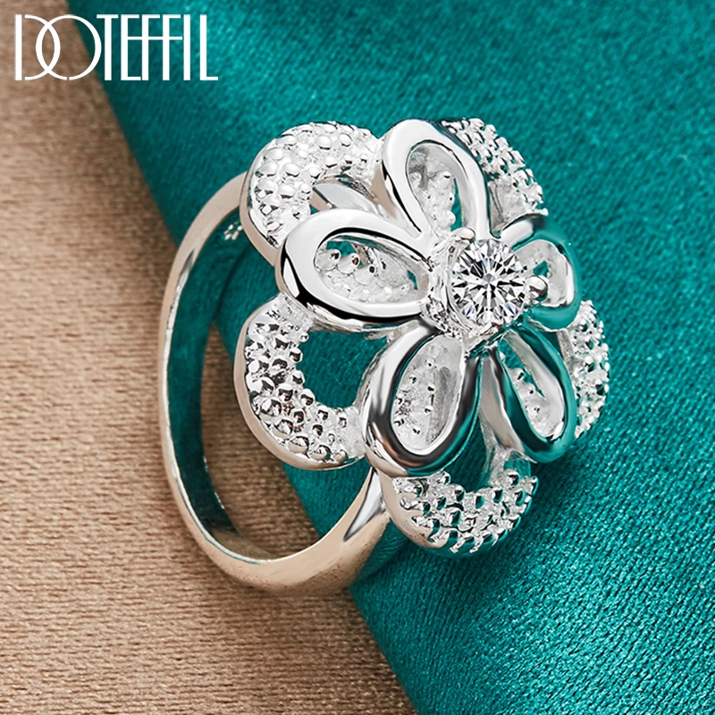 Top Trends: DOTEFFIL 925 Sterling Silver Big Flower AAA Zircon Ring For Women Man Fashion Wedding Engagement Party Charm Jewelry Shoppable Styles - Image 4