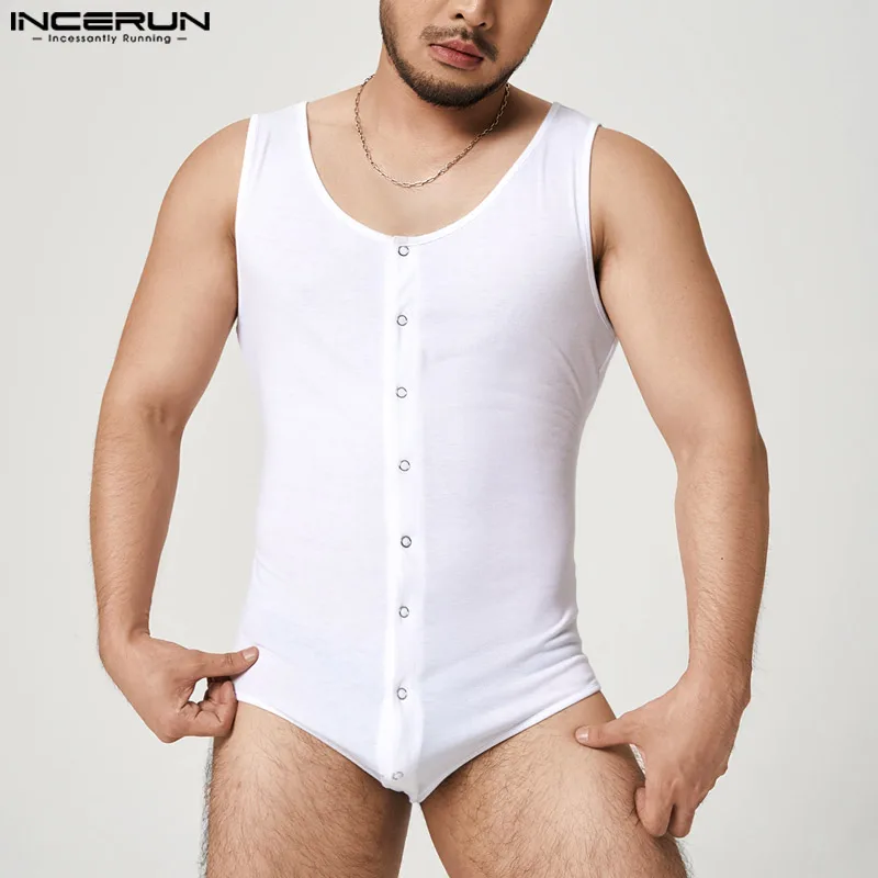 Top Trends: Fashionable Loungewear Bodysuit INCERUN Mens Casual Simple Solid Color Rompers All-match Homewear Sexy Sleeveless Bodysuit S-5XL Shoppable Styles