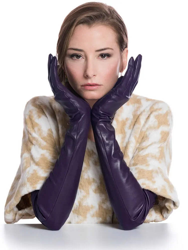 Top Trends: Kimobaa Women Real Sheep Leather Opera Long Gloves Multi Colors Shoppable Styles