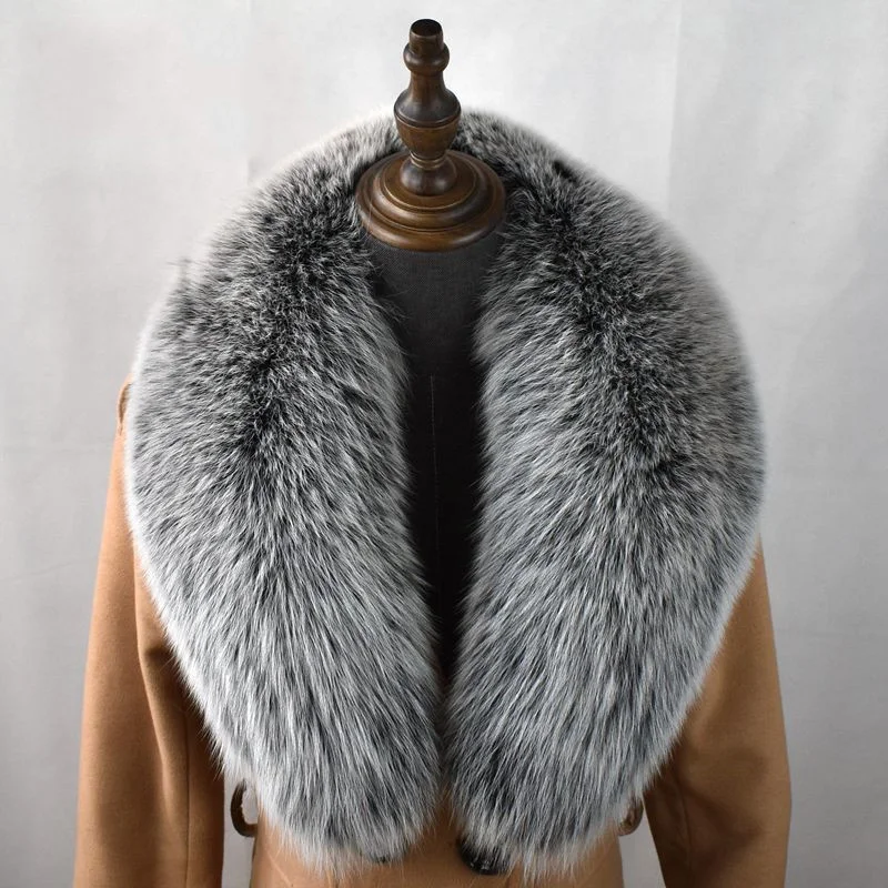 Top Trends: 100% Natural Real Fox Fur Collar For Women And Men's Coat Jacket Fur Collar Extra Large Size Neck Warmer Fur Scarf Shawls Shoppable Styles