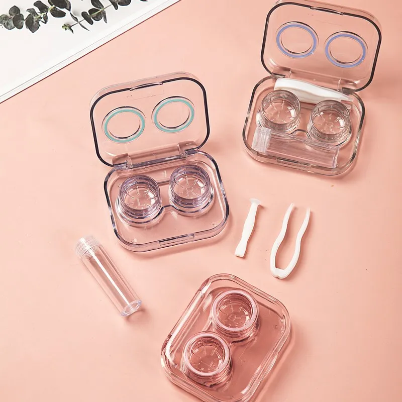 Top Trends: New Style Pink Transparent Tweezers Contact Lenses Case For Women Portable Contact Lens Box Container Travel Contact Lenses Case Shoppable Styles