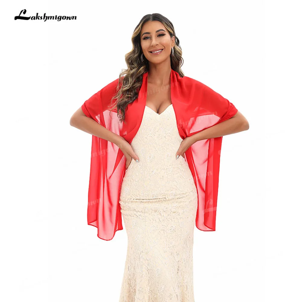 Top Trends: Long Women Chiffon Wedding Wrap Wedding Cape Bridal Jacket Red Off White One Size Shrug Bolero Wraps Etole Mariage Bolero 2024 Shoppable Styles