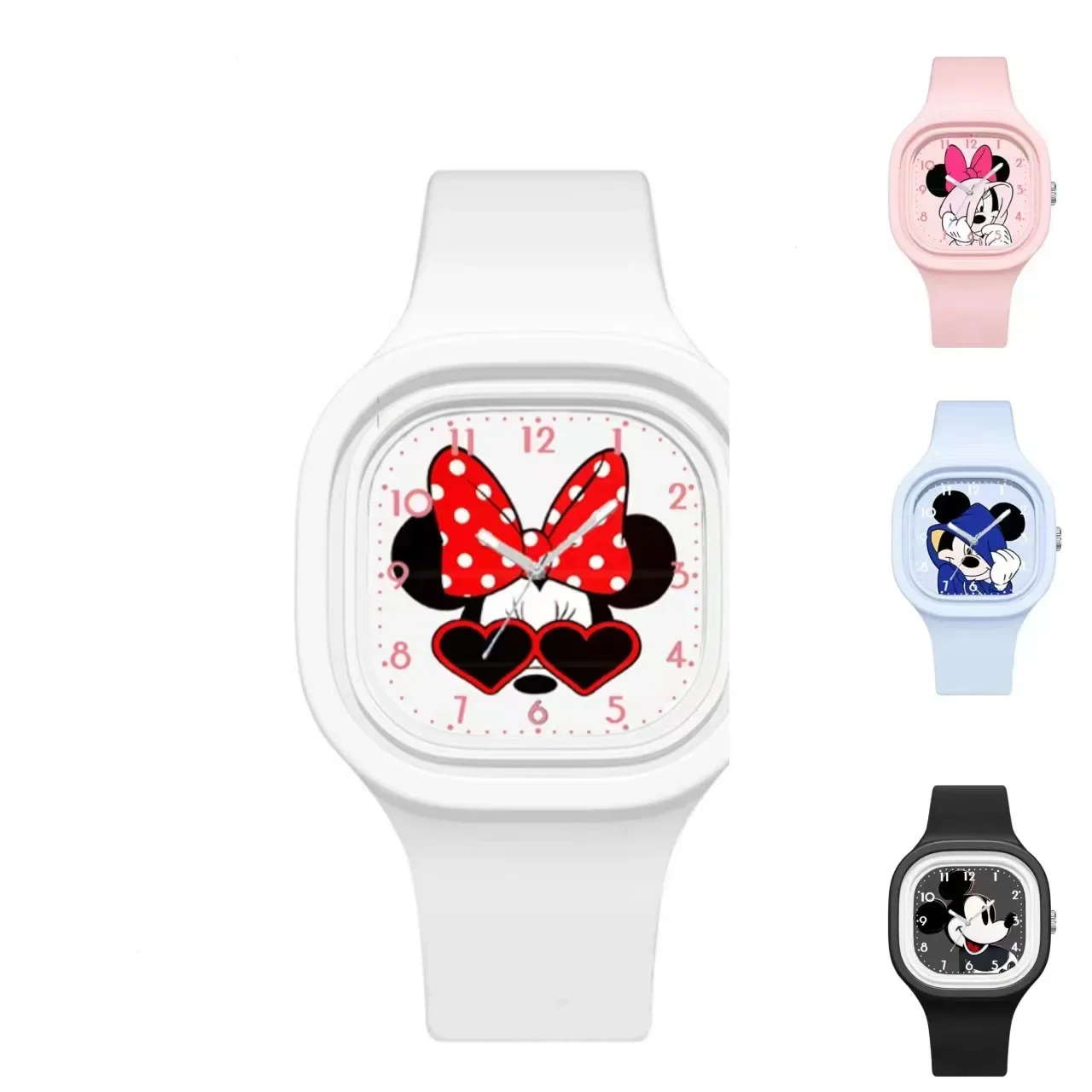 Top Trends: Hot Selling Disney Cute Mickey Four Square High Quality Skin Feel Silicone Watch Stitch Children's Watch Creative Watch Gifts Shoppable Styles