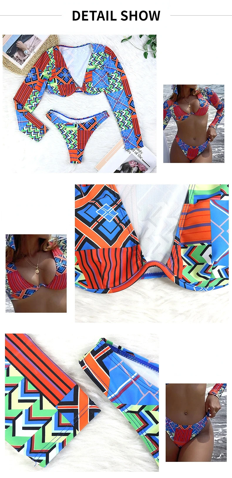 Top Trends: New Sexy Two Piece Swimsuit Swimwear Women Push Up Long Sleeve Print Bathing Suit Beachwear Female Banadores Bikinis 2023 Mujer Shoppable Styles - Image 3