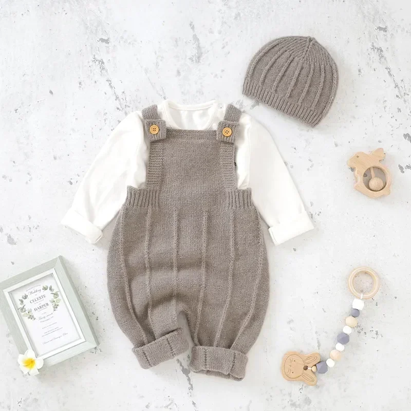 Top Trends: Baby Boys Girls Rompers Hats Clothes Fashion Sleeveless Knitted Newborn Infant Netural Strap Jumpsuits Outfits Sets Toddler Wear Shoppable Styles