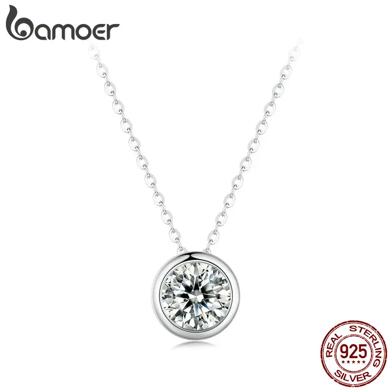 Top Trends: BAMOER 1 Carat Bazel Moissanite Necklace D Color VVS1 Lab Grown Diamond Necklace For Women 925 Sterling Silver Wedding Jewelry Shoppable Styles